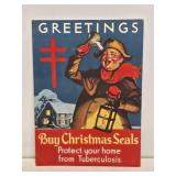 NOS 1937 Christmas Seals Litho Easel Back Sign