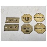 6 Brass Service Station Gas Pump Key Tags