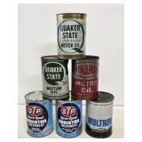 (6) 1 Quart Advertising Metal Cans
