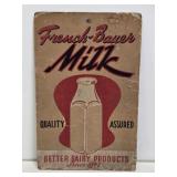 Early French-Bauer Milk Cardstock Sign