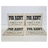 4 Early NOS For Rent Cardstock Signs