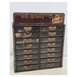 Old Hickory Shoe Laces Cabinet with NOS Laces