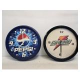 Pepsi & Gatorade Plastic Wall Clocks