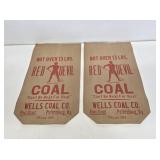 2 NOS Red Devil Coal Paper Sacks