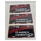 3 New Chevrolet Novelty License Plates