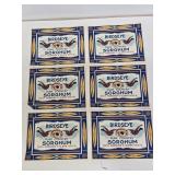 6 Early NOS Birdseye Sorghum Paper Labels