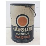Early Havoline Motor Oil 5 Quart Can Bucket