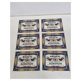 6 Early NOS Birdseye Sorghum Paper Labels