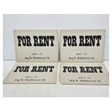 4 NOS For Rent Cardstock Signs