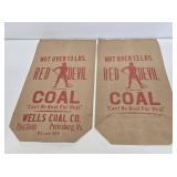 2 NOS Red Devil Coal Paper Sacks