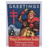 NOS 1937 Christmas Seals Litho Easel Back Sign