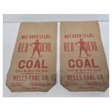 2 NOS Red Devil Coal Advertising Paper Sacks