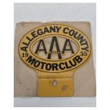 NOS 1935 AAA Allegany Motor Club Plate Topper