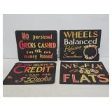 4 Novelty Service Station Cardstock Signs