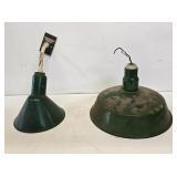 2 Early Green Porcelain Service Station Lights