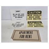 5 Small Cardstock Signs