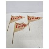 3 Early French Orange Crush Paper Pennant Flags