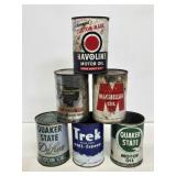 (6) 1 Quart Motor Oil Metal Cans