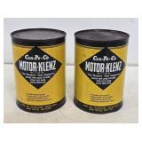 2 NOS 1 Quart Motor-Klenz Cans