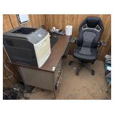 Office Desk, Chair, Shelf & Filing Cabinet