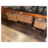 3 Wicker Baskets & Stands