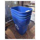 10 Blue Plastic Trash Cans