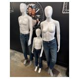 3x White Plastic Life Size Mannequins
