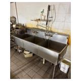 75ï¿½ Stainless Steel 3 Compartment Sink