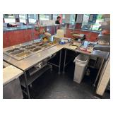 96' x 80' Cocner Worktop Table w/ Hot & Cold Welks