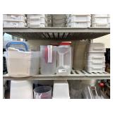 Assorted Jugs, Bins Lids etc (Shelf Contents)