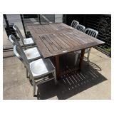 71' Wooden Outdoor Dining Table w/ 6 Chairs