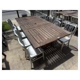 93' Wooden Outdoor Dining Table w/ 8 Chairs
