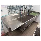100' Stainless Steel 3 Compartment Sink