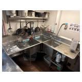 6' x 6' Corner 3 Compartment sink