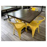 36' Solid Wood Top Dining Table w/ 4 Metal Chairs