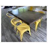 48' Solid Wood Top Dining Table w/ 4 Metal Chairs