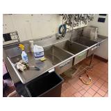 9' Stainless Steel 3 Compartment Sink