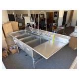 102ï¿½ Stainless Steel 3 Compartment Sink