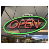 Oval LED Open Sign with Green Border