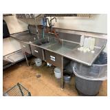 90' Stainless Steel 3 Compartment Sink