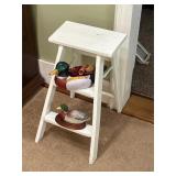 Step stool shelf and mallard ducks