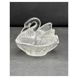 Vintage leaded crystal swan trinket dish