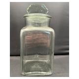 Vintage chipped Franklin Caro Co. apothecary jar