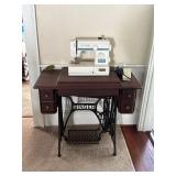 Vintage cast singer sewing base desk and machine