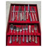 Assorted silverware flatware in case
