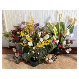 Artificial flowers & wood flower decor