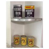 Vtg Hearth Club baking powder & Hershey's coca tin
