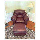 Burgundy deep wine colored chair & ottoman