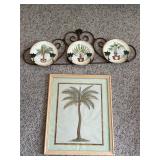 Palm tree decor plate and plate holder