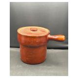 Vintage Brown Ceramic Soup Pot  & Reccessed Lid